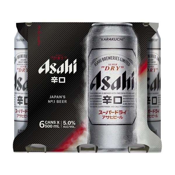 Asahi Super Dry Cans 500mL 6 Pack