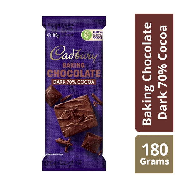 Cadbury Dark CADBURY DARK BAKING CHOCOLATE 70% 180G 