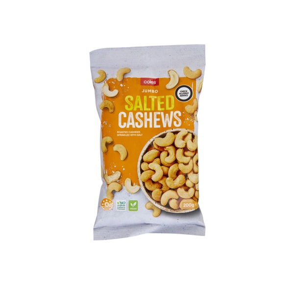 Coles Jumbo Cashews Salted 200g