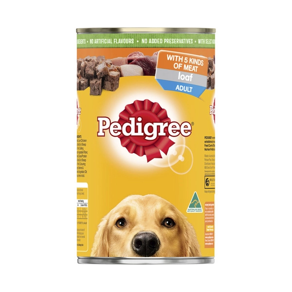 Pedigree Adult Wet Dog Food with 5 Kinds of Meat Loaf Can 1.2kg