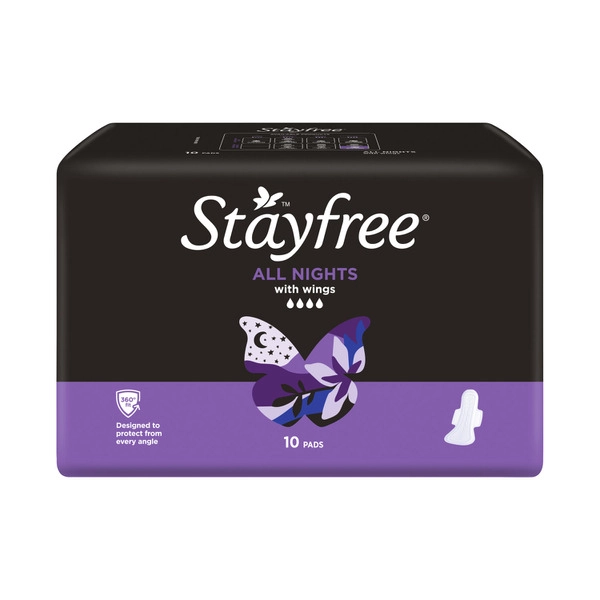 Stayfree All Nights Regular Pads With Wings 10 pack