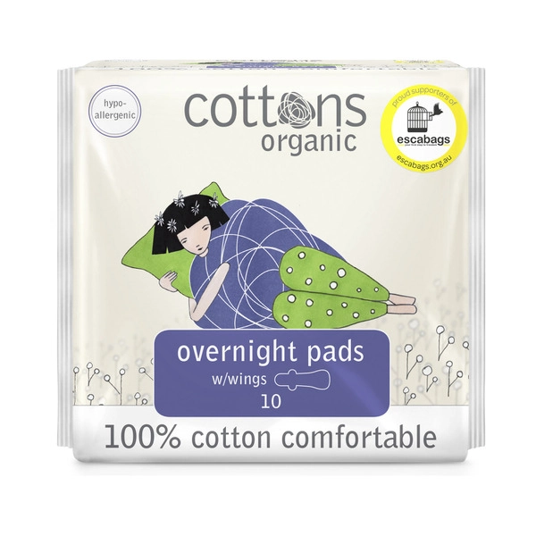 Cottons Organic Overnight Pads 10 pack