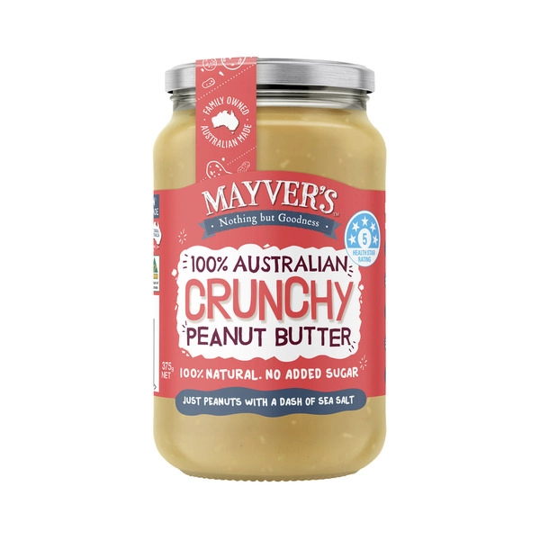 Mayver's Crunchy Natural Peanut Butter 375g