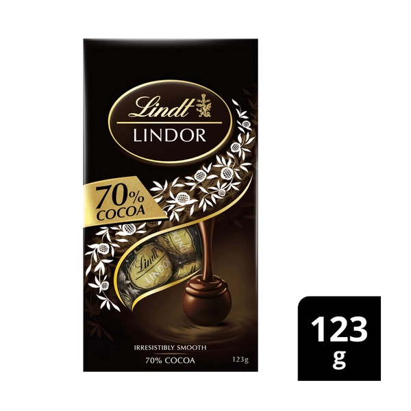 Lindt Lindor 70% Cocoa Dark Chocolate Balls Bag 123g