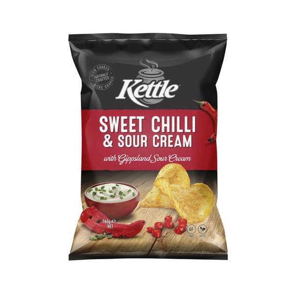 Kettle KETTLE POTATO CHIPS:SWEET CHILLI & SOUR CREAM:.:165 GRAM 