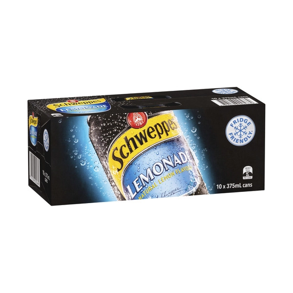 Schweppes Lemonade Soft Drink Cans Multipack 375mL x 10 Pack 10 pack