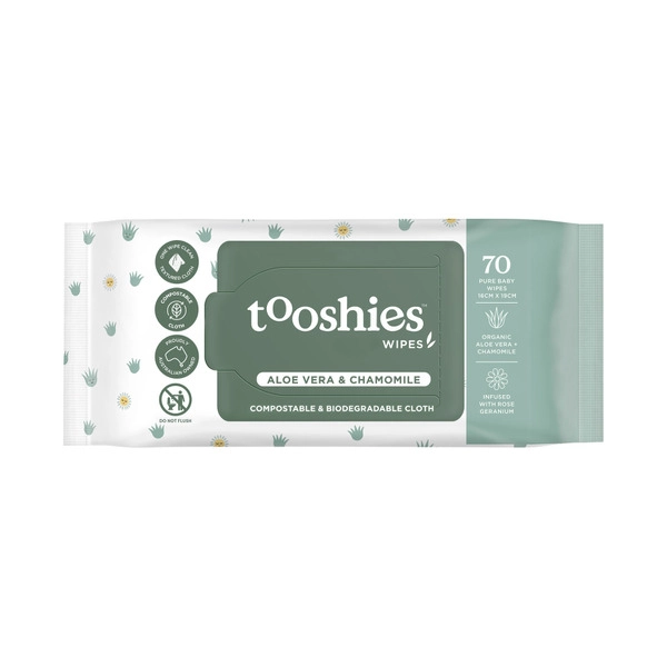 Tooshies Eco Wipes Aloe Vera & Chamomile 70 pack