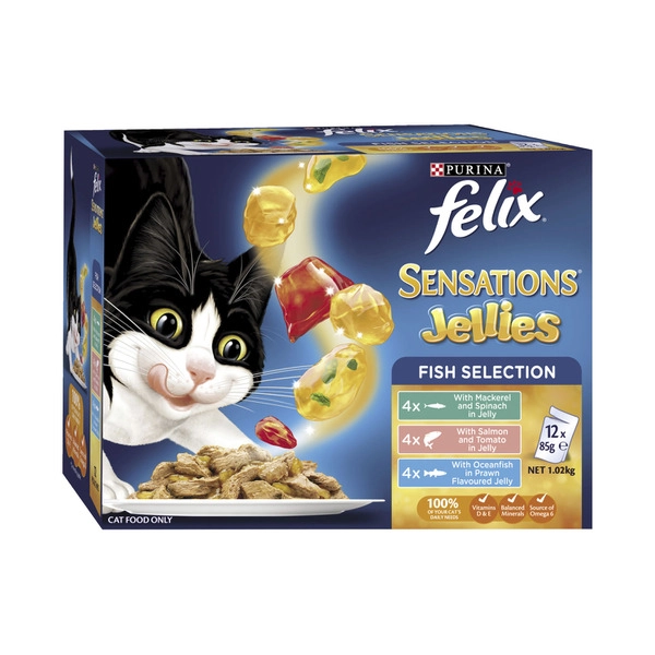 Felix Sensations Jellies FELIX SENSATIONS JELLIES FISHY SELECTION CAT FOOD 12X85G 