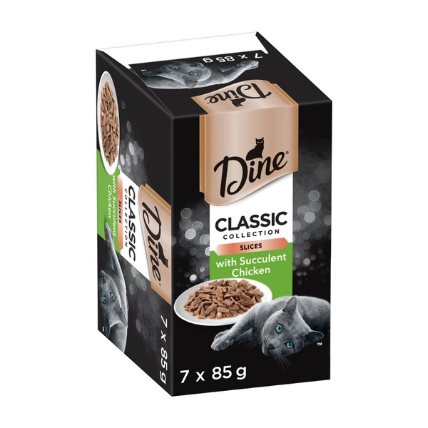 Dine Classic Collection Adult Wet Cat Food Slices with Succulent Chicken 7x85g Trays 7 pack