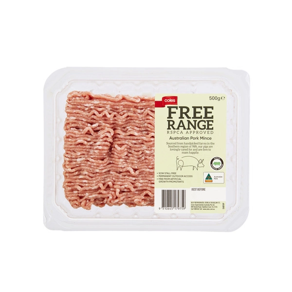 Coles Free Range Pork Mince Wa 500g