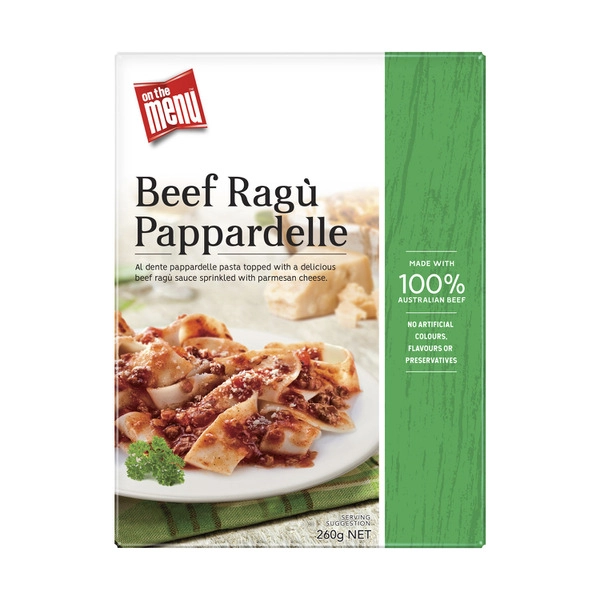 On The Menu Frozen Pappardelle Ragu 260g