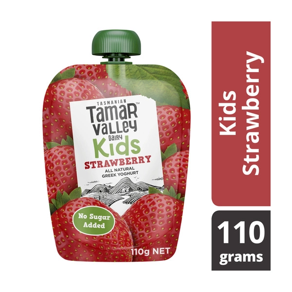 Tamar Valley Kids Greek TAMAR VALLEY KIDS GREEK POUCH YOGHURT STRAWBERRY:.:110 GRAM 