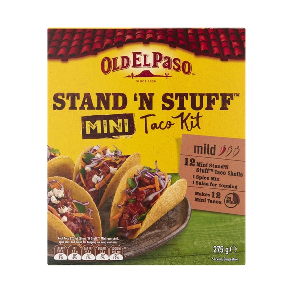 Old El Paso Stand 'N Stuff Mini Taco Shell Kit 275g