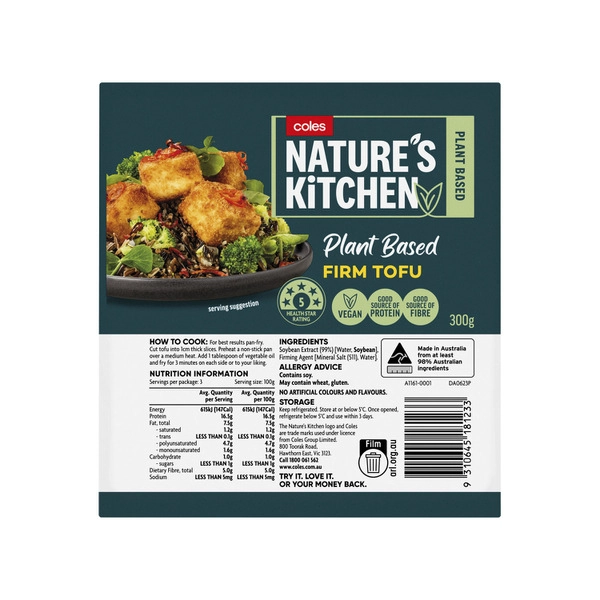 Coles Nature's Kitchen Firm Tofu 300g