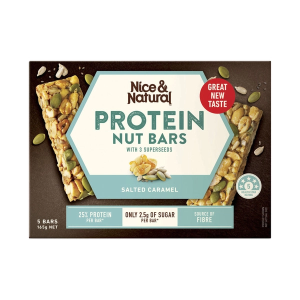 Nice & Natural Salted Caramel Protein Nut Bars With 3 Superseeds 5 Pack 165g