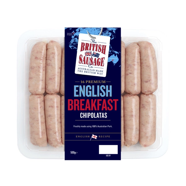 British Sausage Co. Pork Chipolatas Breakfast English Style 500g