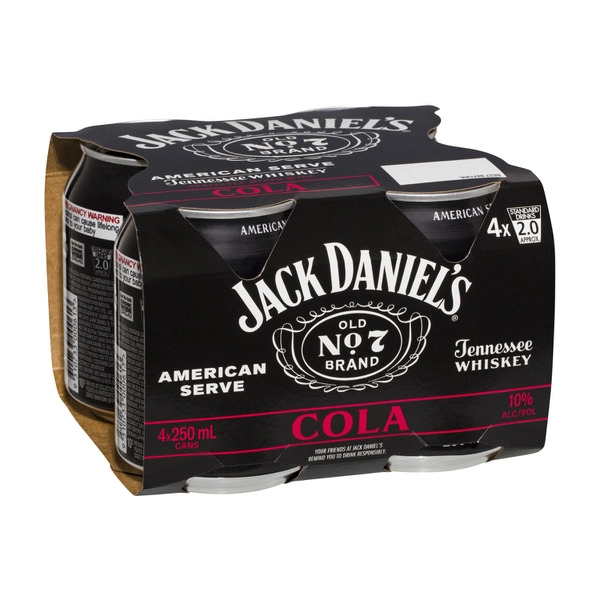 Jack Daniels American Serve & Cola 250mL 4 Pack