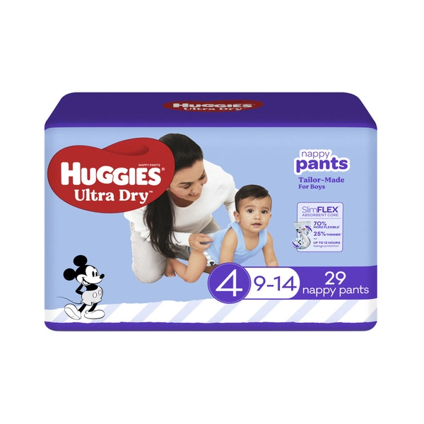 Huggies Ultra Dry Nappy Pants Boys Size 4 (9-14kg) 29 pack