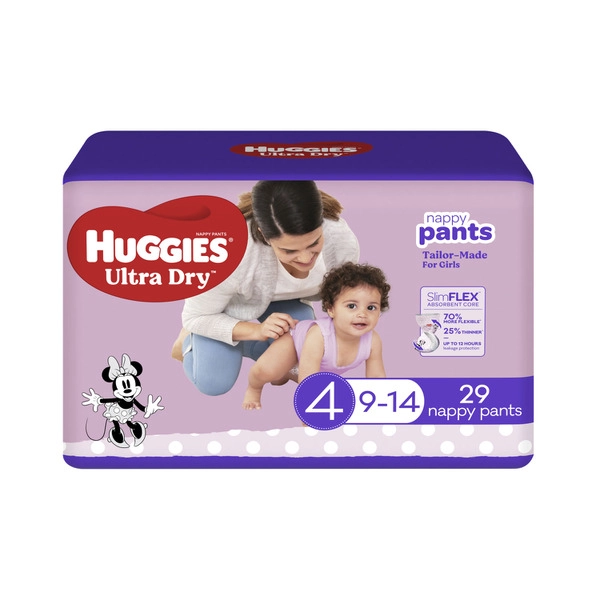 Huggies Ultra Dry Nappy Pants Girls Size 4 (9-14kg) 29 pack