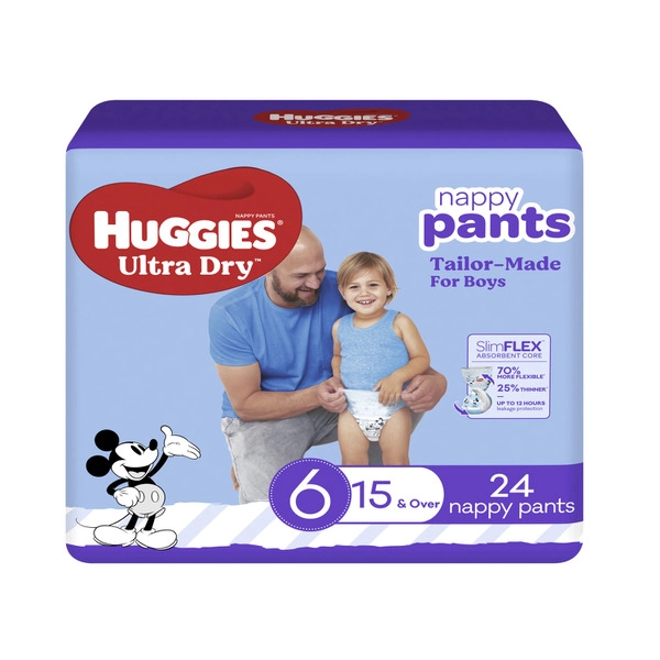 Huggies Ultra Dry Nappy Pants Boys Size 6 (15kg+) 24 pack