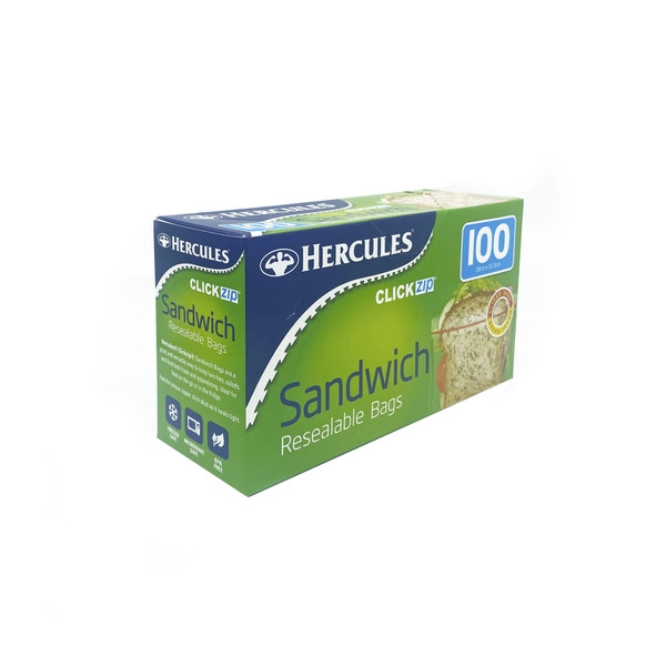 Hercules Click Zip Sandwich Bags 100 pack