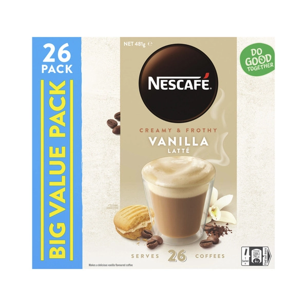 Nescafe Vanilla Latte Coffee Sachets 26 Pack