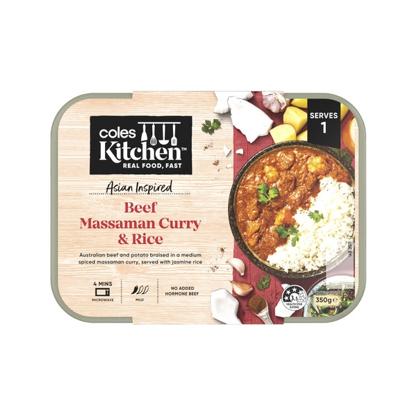 Coles Kitchen Beef Massaman Curry & Rice 350g