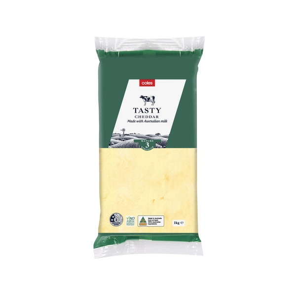 Coles Cheese COLES DAIRY CHEESE TASTY 1KG 