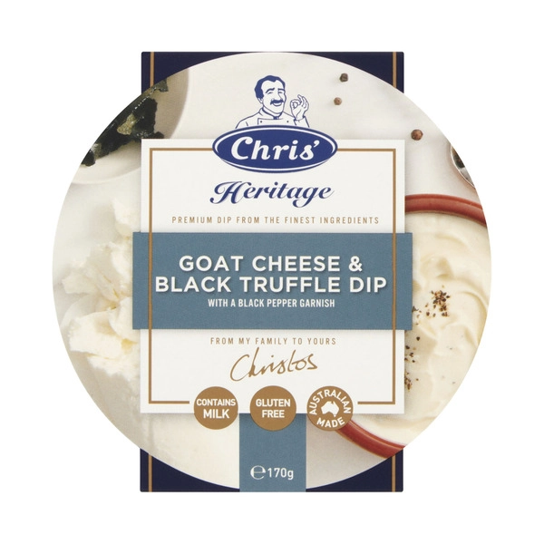 Chris' Heritage Gluten Free Goat Cheese & Black Truffle Savoury Dip 170g