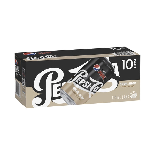 Pepsi Soft Drink 10x375ml PEPSI MAX VANILLA:COLA VANILLA:.:10 PACK 