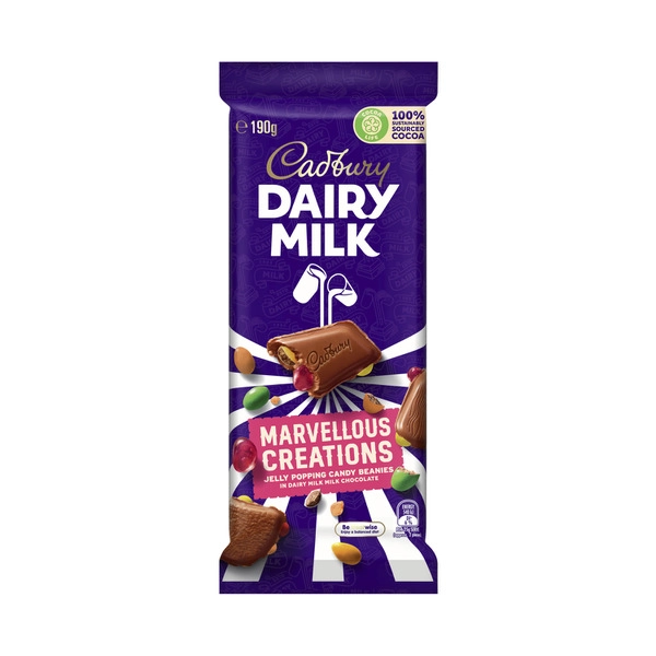 Cadbury Block Marvellous CADBURY DAIRY MILK MARVELLOUS CREATIONS JELLY POPPING CANDY CHOCOLATE BLOCK:.:190 GRAM 