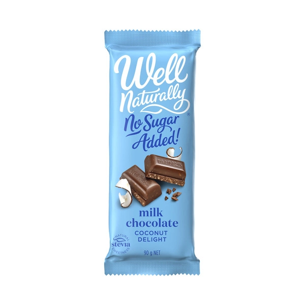 Well Naturally No Sugar Added Milk Chocolate Coconut Delight 90g