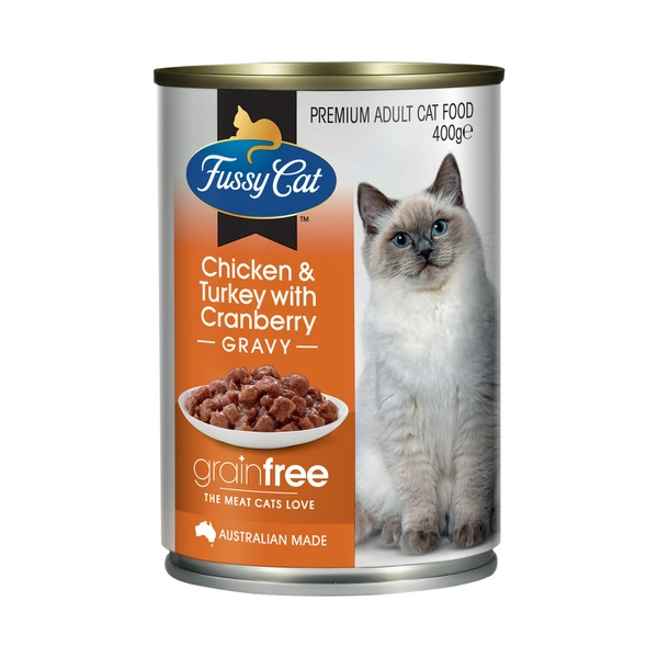 Fussy Cat Grain Free Adult Wet Cat food Chicken & Turkey With Cranberry 400g