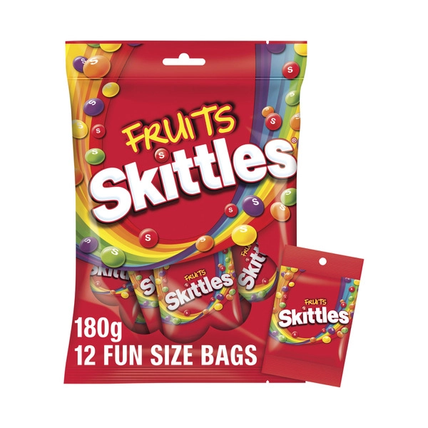 Skittles Fun Size SKITTLES FRUITS CHEWY LOLLIES PARTY SHARE BAG 12 PIECES 180G 