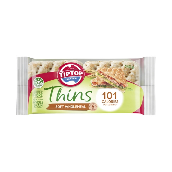 Tip Top Thins Wholemeal 6 Pack 240g