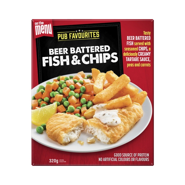 On The Menu Frozen Beer Battered Fish & Chips 320g