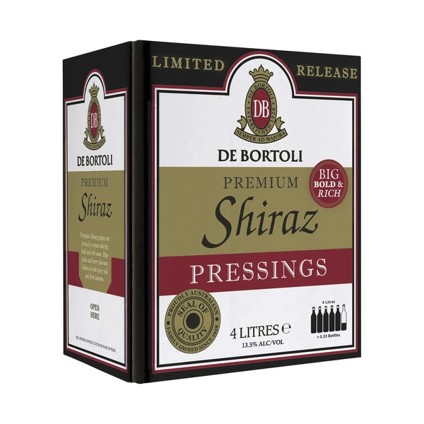 De Bortoli Premium Shiraz 'Pressings' Cask 4 Litre 1 Each