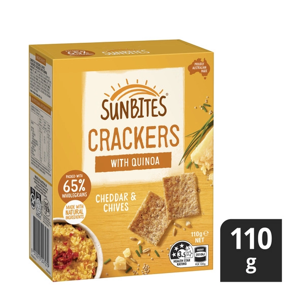 Sunbites Cheddar & Chives Snack Crackers 110g