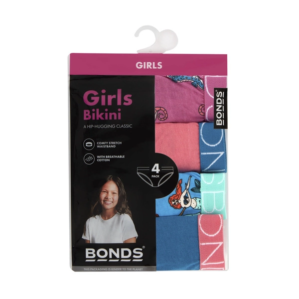 Bonds Kids Bikini Uxyh4g Size 4-6 6-8 4 pack