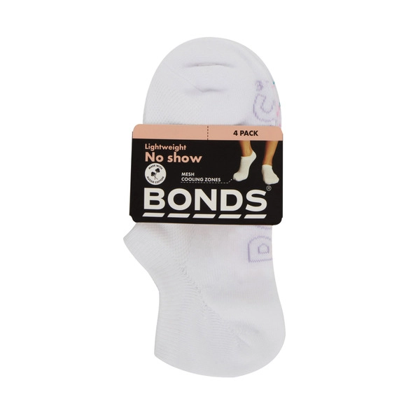 Bonds Womens Logo Light No Show Size 3 - 8 4 pack