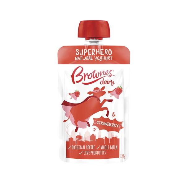 Brownes Chilled Natural Yoghurt Strawberry Pouch 120g