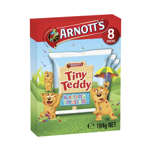 Arnotts Tiny Teddy 8 Pack ARNOTTS TINY TEDDY MULTIPACK 8PK:HUNDREDS & THOUSANDS:.:184 GRAM 