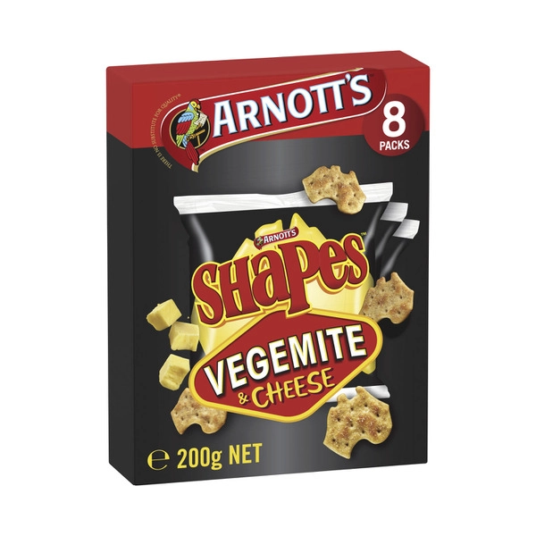 Arnotts Shapes 8 Pack ARNOTTS SHAPES MULTIPACK 8PK CRACKERS CHEESE:VEGEMITE:.:200GRAM 