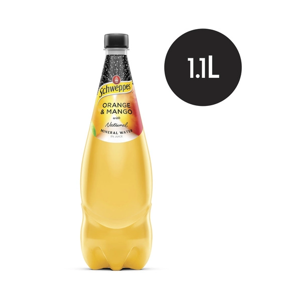 Schweppes 1.1l Min Water SCHWEPPES MINERAL WATER ORANGE MANGO 1.1L:ORANGE MANGO:.:1.1LITRE 