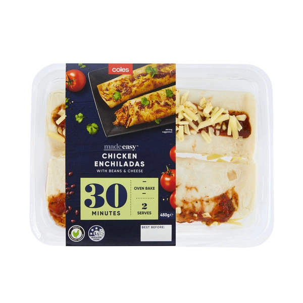 Coles Made Easy Chicken Enchiladas With Beans & Cheese 450g