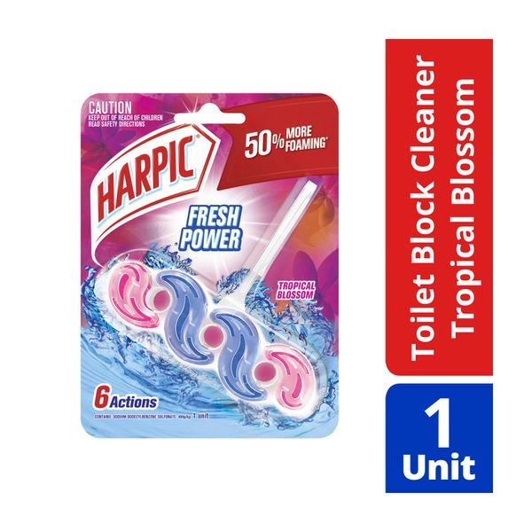 Harpic Fresh Power 6 Itb HARPIC FRESH POWER TROPICAL BLOSSOM TOILET CLEANER BLOCK 39 GRAM 