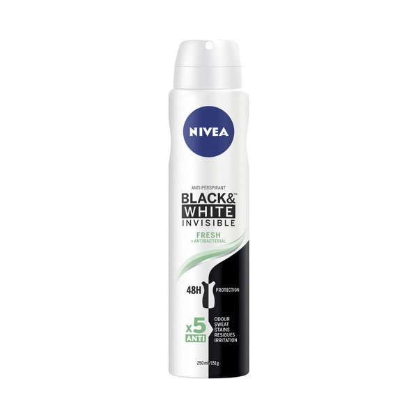 Nivea Black And White Invisible Fresh Aerosol Antiperspirant Deodorant 250mL