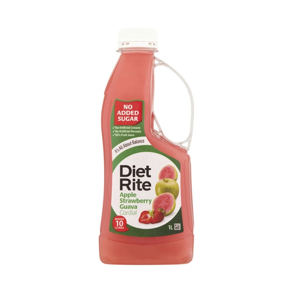 Diet Rite DIET RITE CORDIAL:APPLE STRAWBERRY GUAVA:.:1 LITRE. 