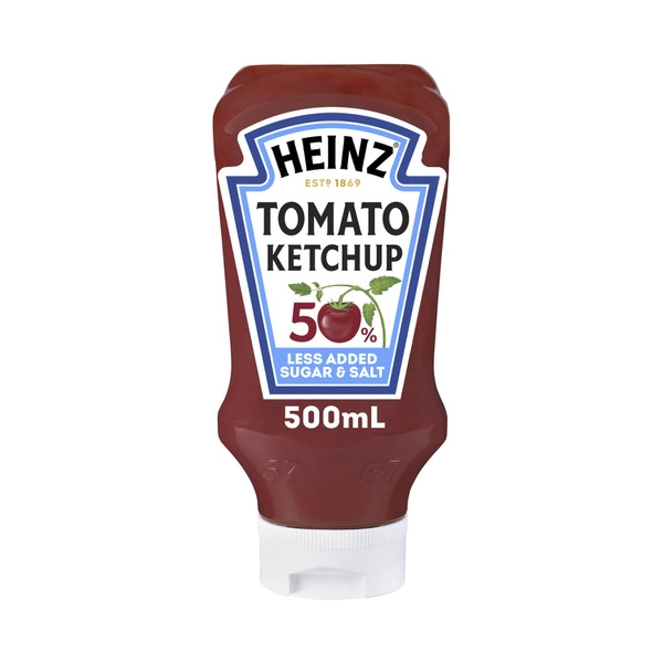 Heinz Ketchup Tomato Sauce 50% Less Added Sugar & Salt 500mL