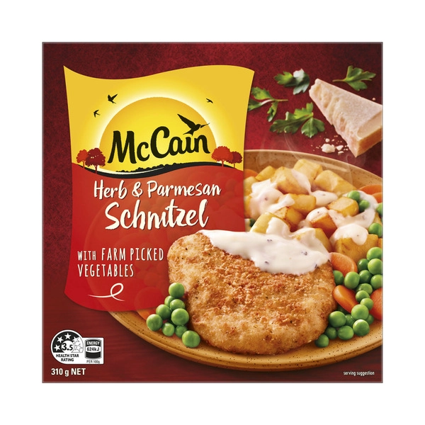 McCain Red Box Plated Herb & Parmesan Chicken Schnitzel 310g